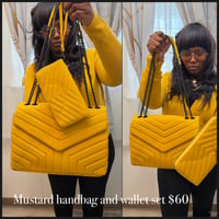 Mustard handbag and wallet set 