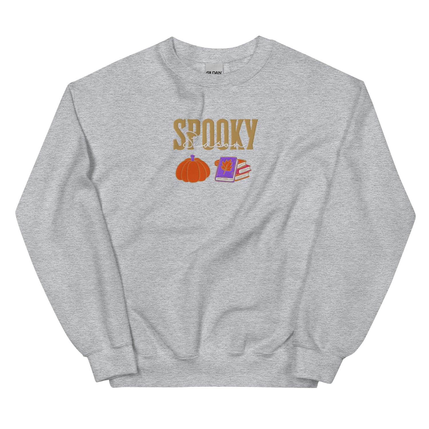 Image of Spooky season pumpkin and book embroidery Unisex Sweatshirt