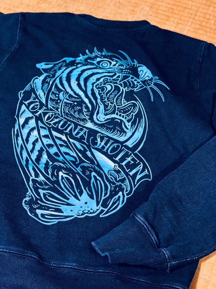 Image of yokozuna tiger sweat shirts “indigo “designed by andreas coenen