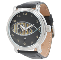 Image 3 of JESUS, FISH MEN'S WATCHES with black leather band