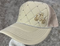 Image 1 of Tan Crystal Quilted Trucker Hat Cinderella‘s Carriage