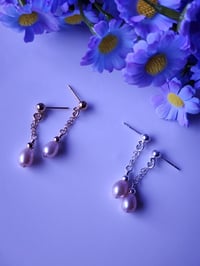 Image 3 of  Helen Earrings, Lavender Pink Pearl Earring