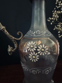 Image 4 of Magnifique aiguière en cristal peint émaillé et régule argenté, milieu du XIXème siècle!