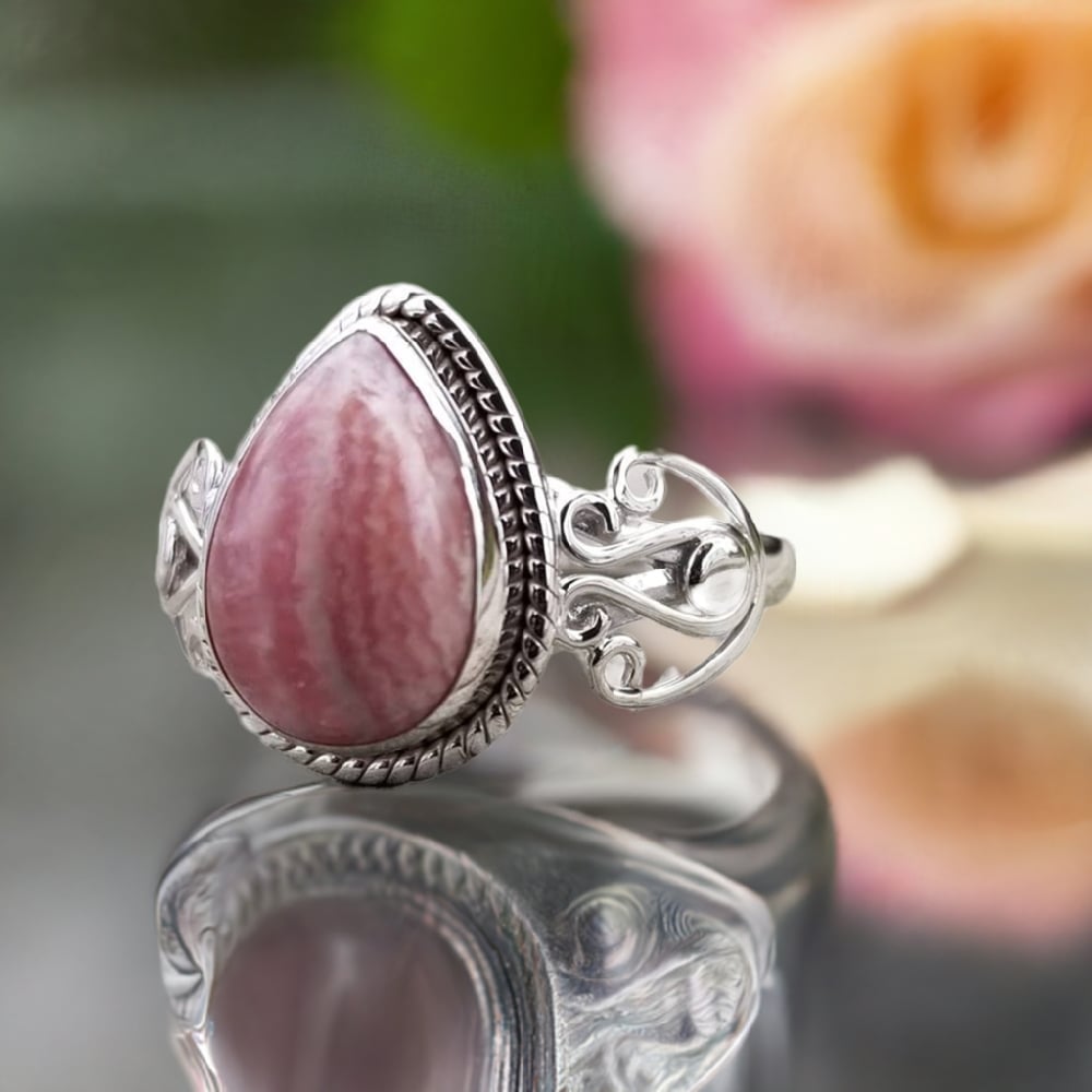 Image of Auria - Rhodocrosite Ring in Sterling Silver