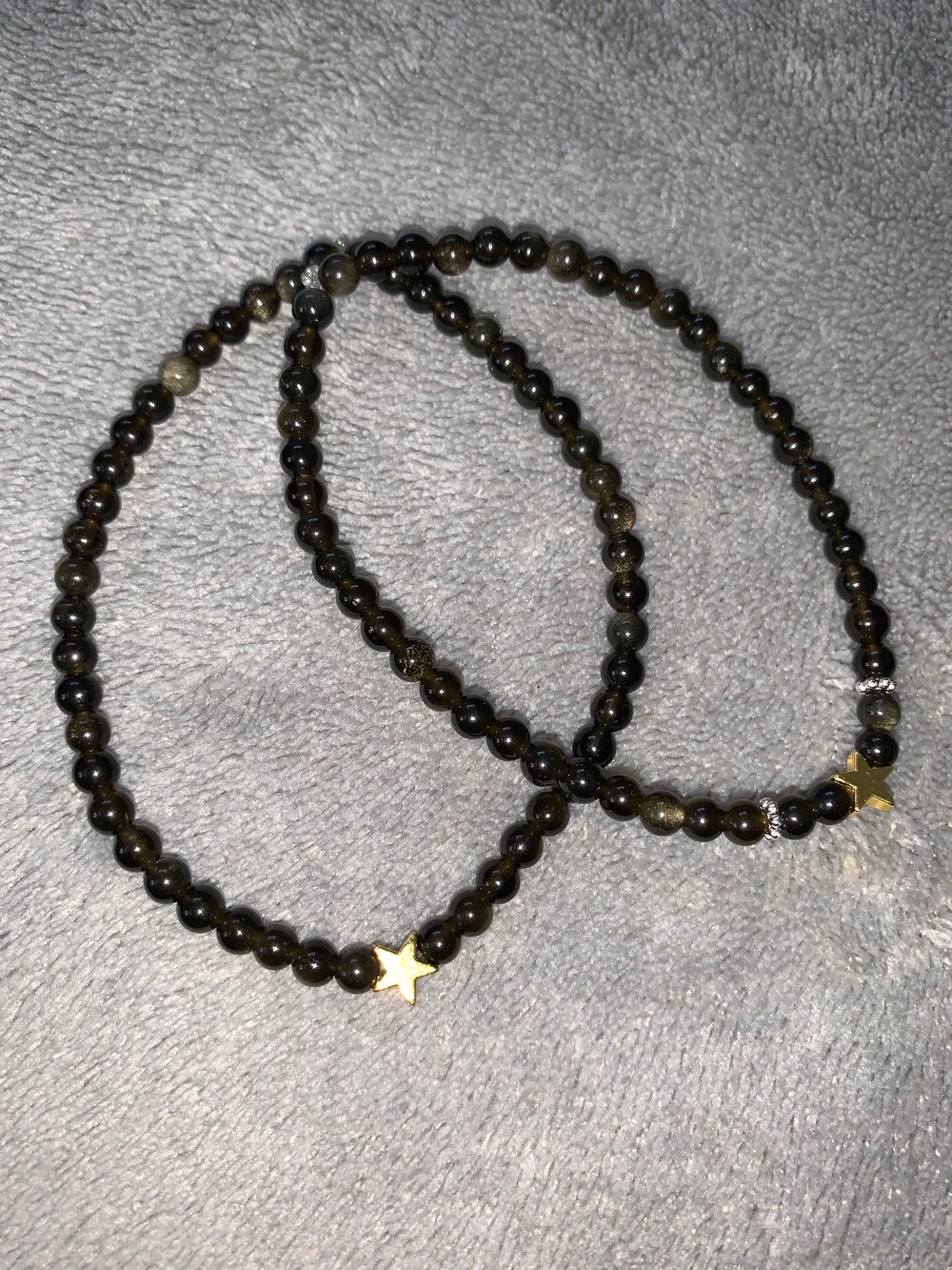 Image of gold sheen obsidian bracelets 