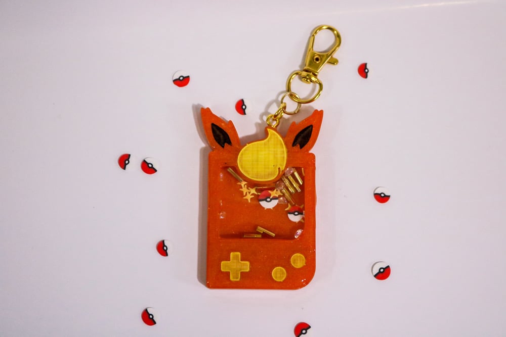 Image of Orange Poke Custom Resin Shaker Keychain 