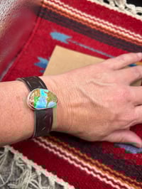 Image 1 of Leather & Turquoise bracelet