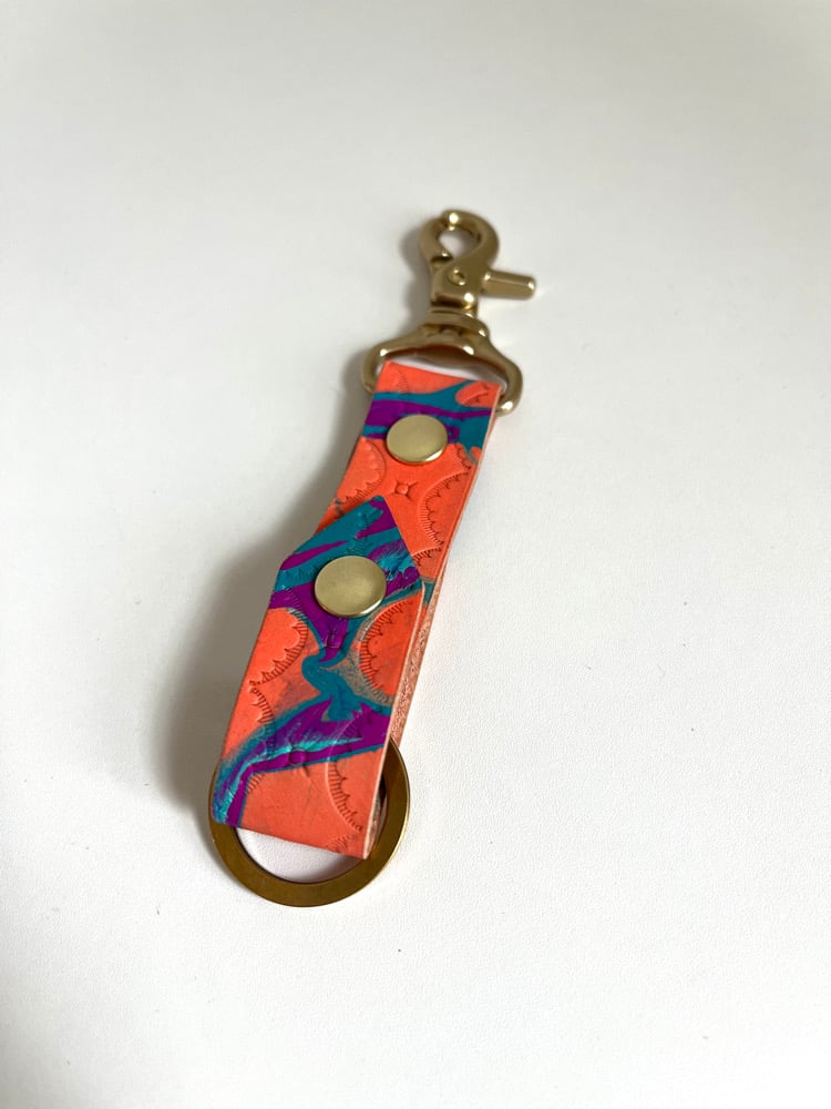 Image of Neon Orange Marbled Long Keychain 