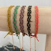 CÉLESTINE | Bracelet tressé 2 tours acier doré & lien coloré