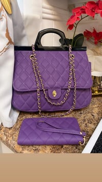 Image 1 of Lux purple handbag and matching wallet set 
