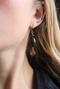 Image 2 of Tiger Iron x Spiral Brass Earrings