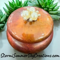 Image 1 of Reddish/Orange Round Prayer/Trinket Box