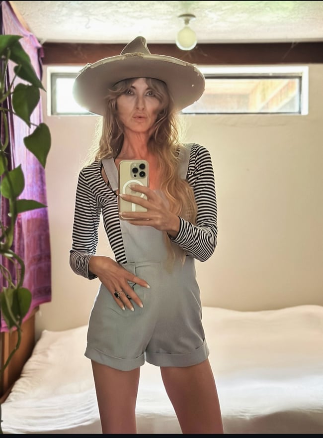 1960s denim cross-cross romper overall shorts