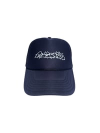 Image 3 of Barbed Wire Foam Trucker Hat (Navy)