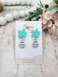 Mint Leaf Tribal Pot Polymer Clay Earrings