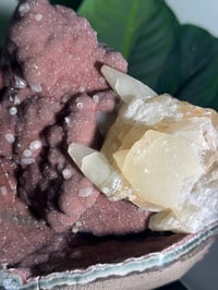 Image 3 of RED SUGAR AMETHYST WITH CALCITE ON A STAND -URUGUAY-