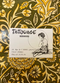 Image 1 of  Vintage Bernard, Paris . French Tattoo Biz Card 1980’s 