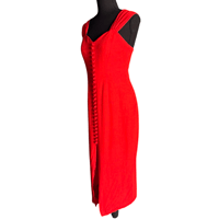 Image 3 of Vintage 1990s Red Linen Blend Sweetheart Wiggle Dress -Jessica Howard Women’s Size 4