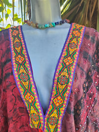 Image 4 of Wanderlust maxi dress Sari tie dye RED upto 18 uk