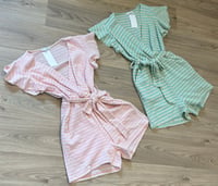 Image 1 of Frill arm crochet playsuit - 2 colours 