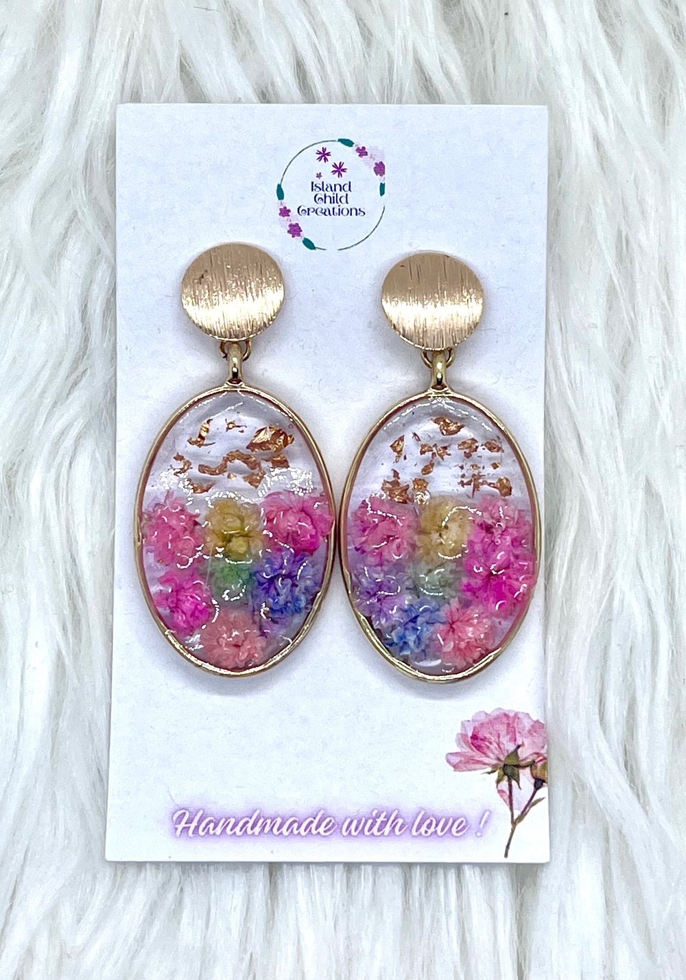 Image of PINK FLORAL DANGLES 