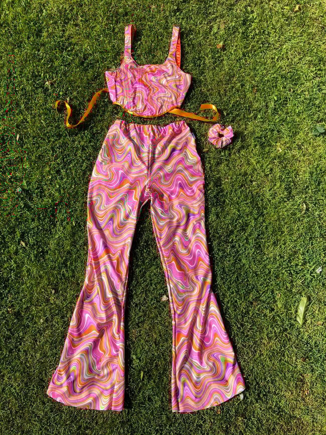 multiple prints* funky flared trousers