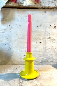 Image 3 of Small Wheel Thrown Candlestick - Yellow 