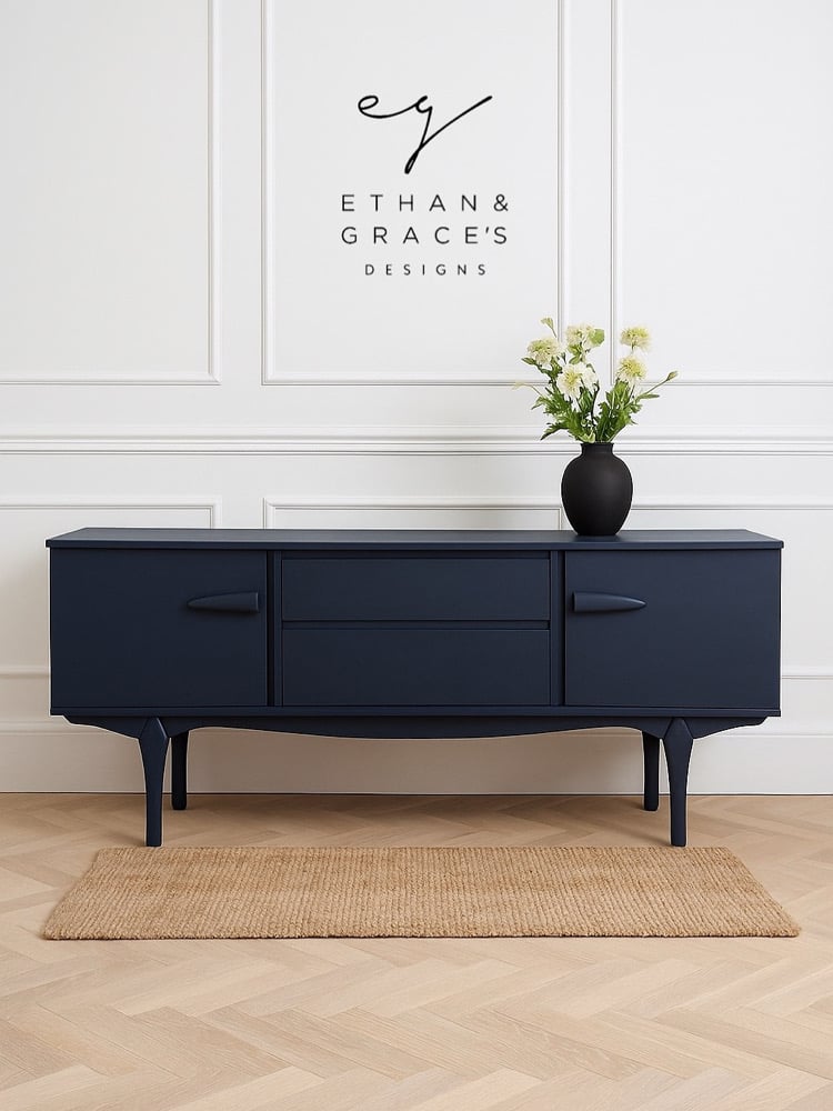 Image of Dark Matt blue teak sideboard 