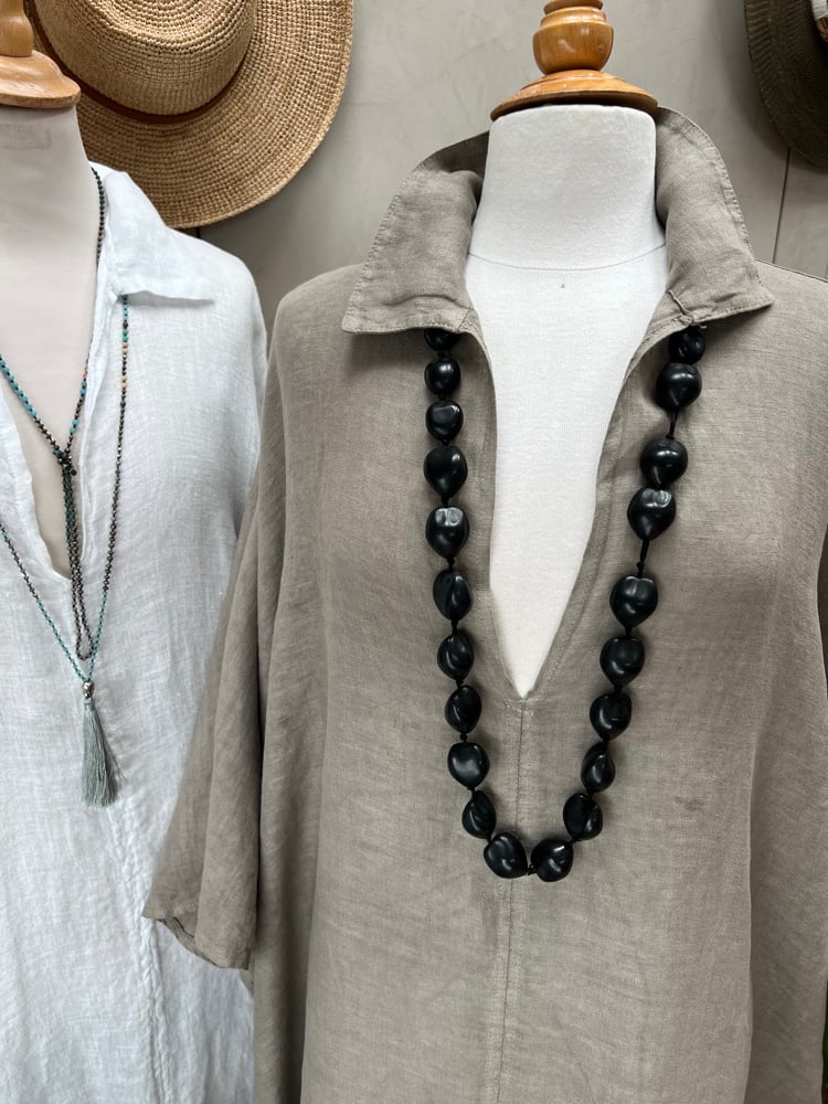 Image of Robe de Plage en lin Taupe