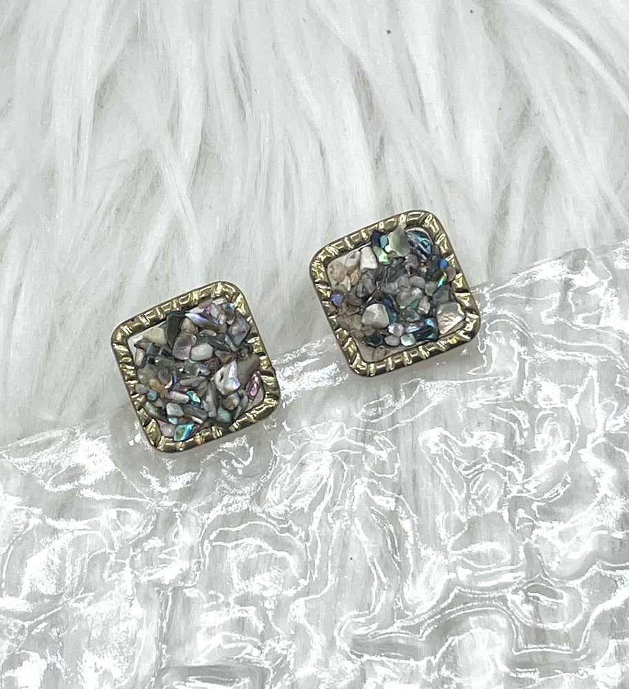 Image of SQUARE ABALONE SHELL STUDS