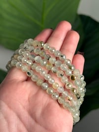 Image 2 of FACETED PREHNITE WITH EPIDOTE BEADED BRACELETS 5-6MM