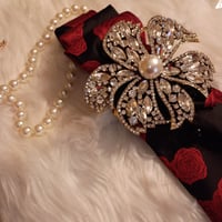 Image 3 of RED ROSES SILK TIE NECKLACE