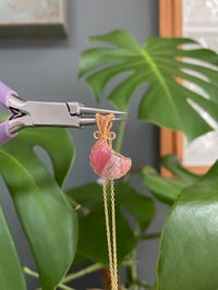 Image 3 of Gold Rhodochrosite Moon Crystal Necklace