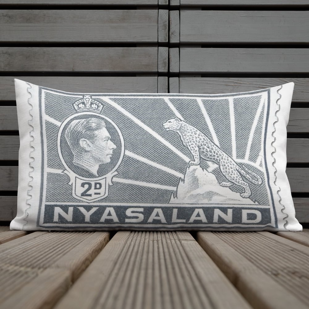 Stamp - George VI Stamp - Grey - Nyasaland 1938 2d - Premium Cushion / Pillow