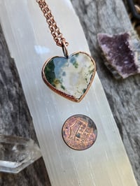 Image 2 of Electroformed Moss Agate heart necklace 01