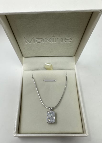 Image of Maxine Noble Crushed Ice Radiant Cut Pendant Necklace In Sterling Silver