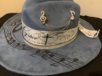 Image 2 of Amazing Grace Musical Note Wide Brim Cattleman Crown Cowboy Hat
