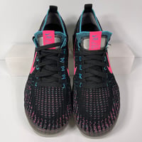 Image 2 of NIKE AIR VAPORMAX FLYKNIT 3 BLACK HYPER PINK BALTIC BLUE WOMENS RUNNING SHOES SIZE 9 USED