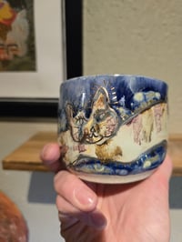 Image 1 of Silly Droopy Folk Art Cat Cup