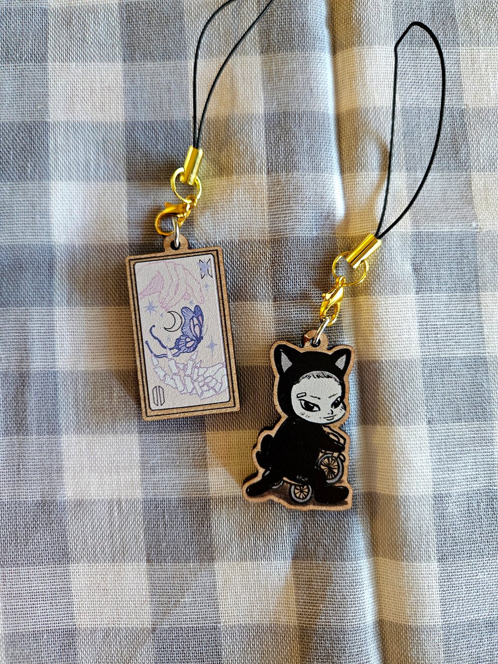 Image of LOST Kitty and Tarot Card Mini Wooden Charms 