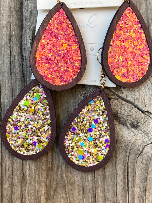 Image of Wood Glitter Earrings