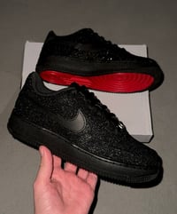 Image 1 of Black Glitter Red Bottom Air Force 1