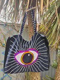 Image 2 of  Wanderlust - Velvet oversized tote bag BLACK