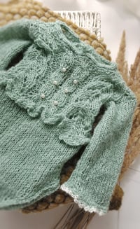 Image 2 of Knitted newborn bodysuit for photoshoots - Kathy - dusty mint
