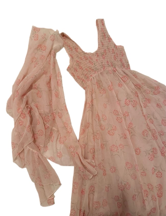 early 70s bohemian dream dress and matching shawl