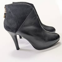 Image 3 of ...me Too Chic Black Leather & Cow Fur Ankle Boots