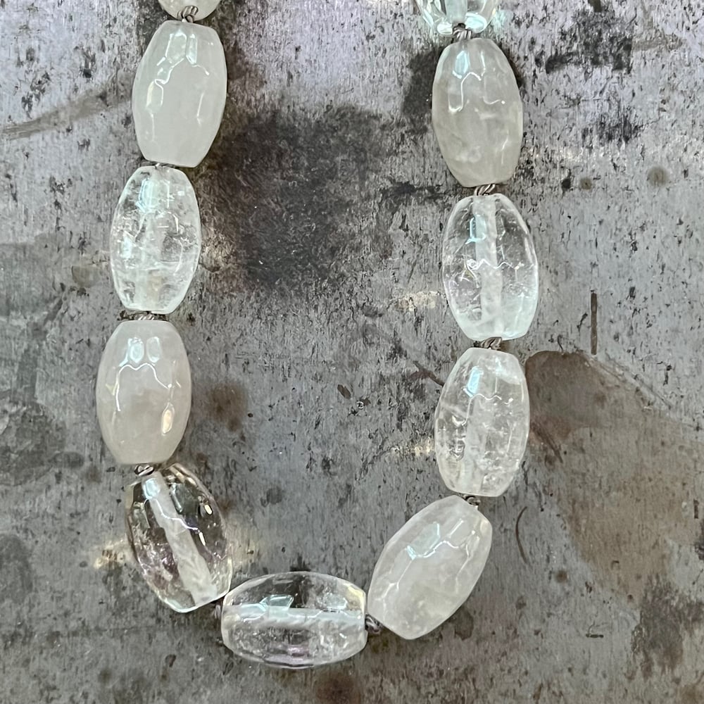 Image of Quartz Crystal & Amethyst Hand-tied Necklace