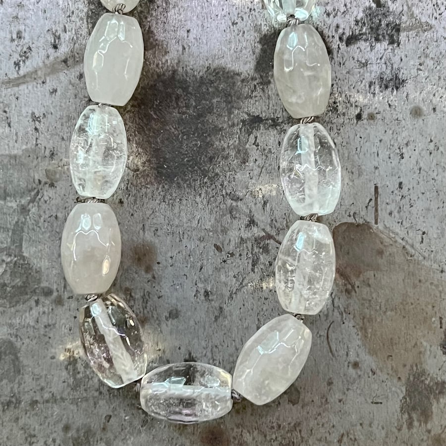 Image of Quartz Crystal & Amethyst Hand-tied Necklace