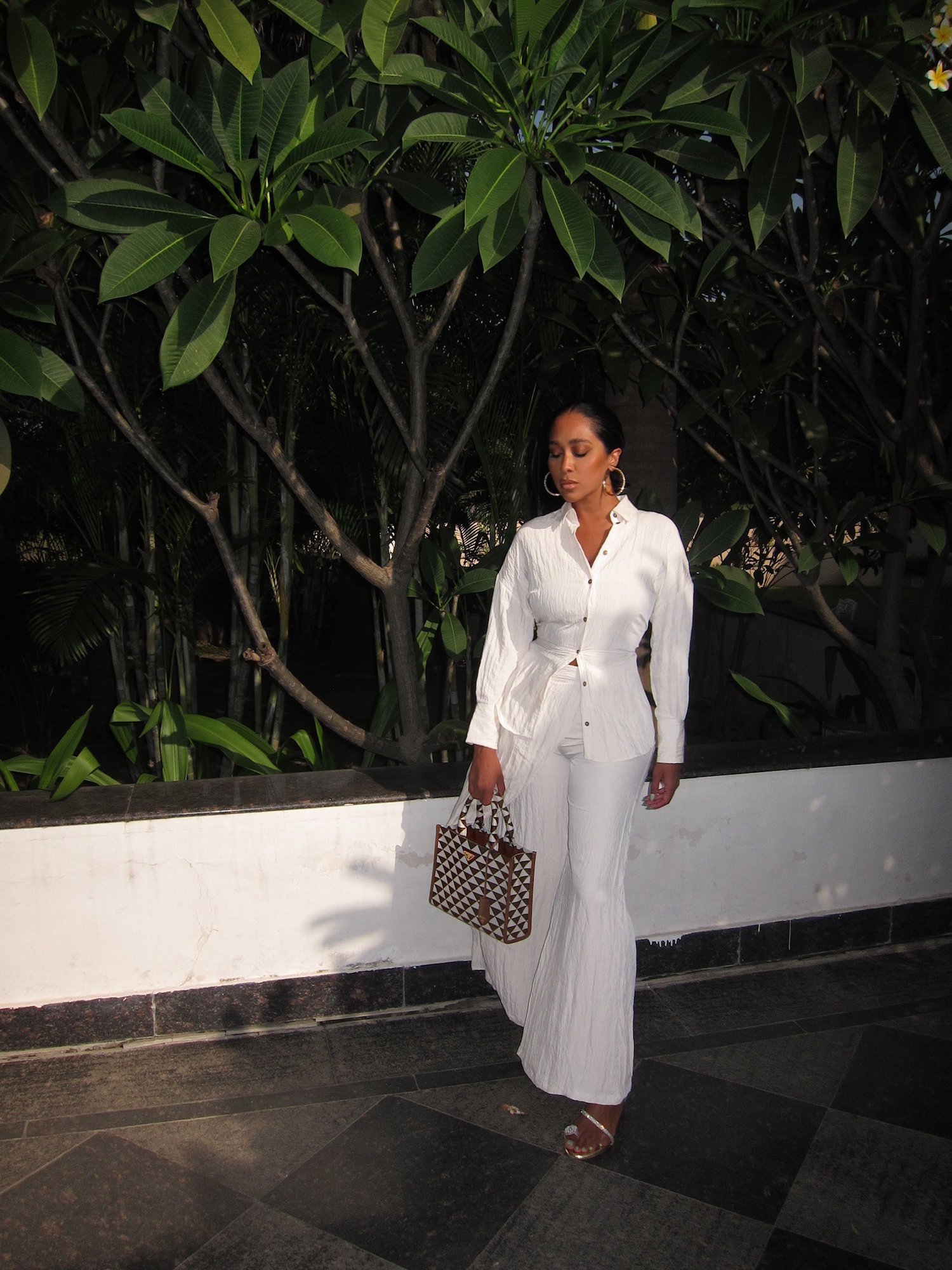Image of ZARA WRINKLE EFFECT BUTTON UP (S) & WRAP PANTS (L)