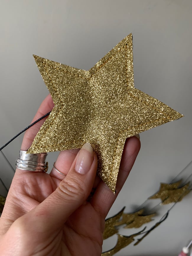 Gold Glitter Star Garland